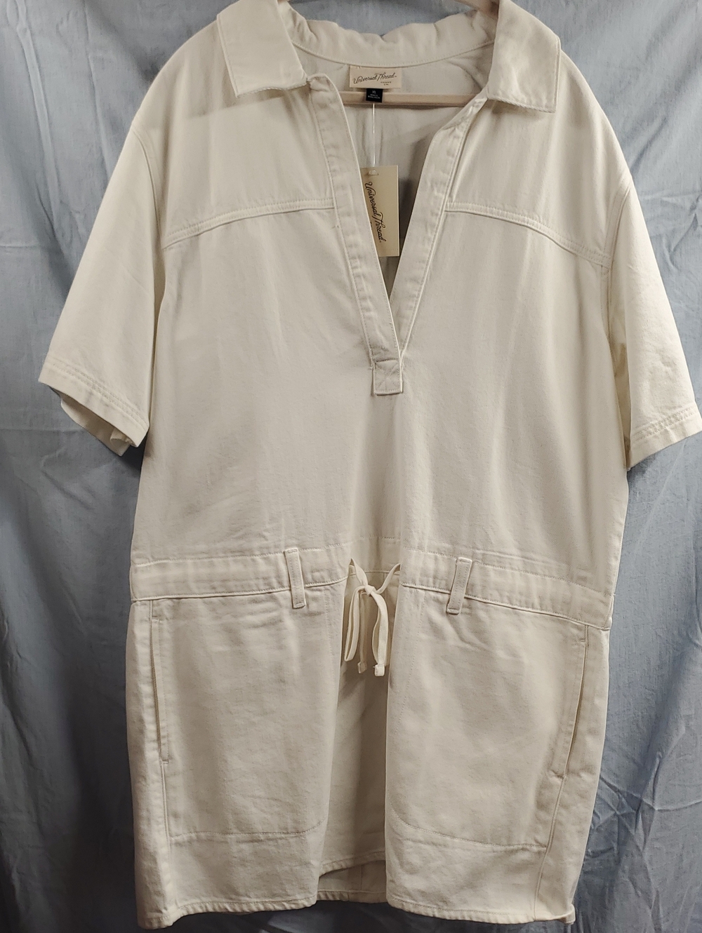 Universal Thread Cream Midi Dress with Drawstring Waist